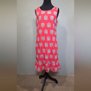Talbots Coral Sleeveless Embroidered Dress